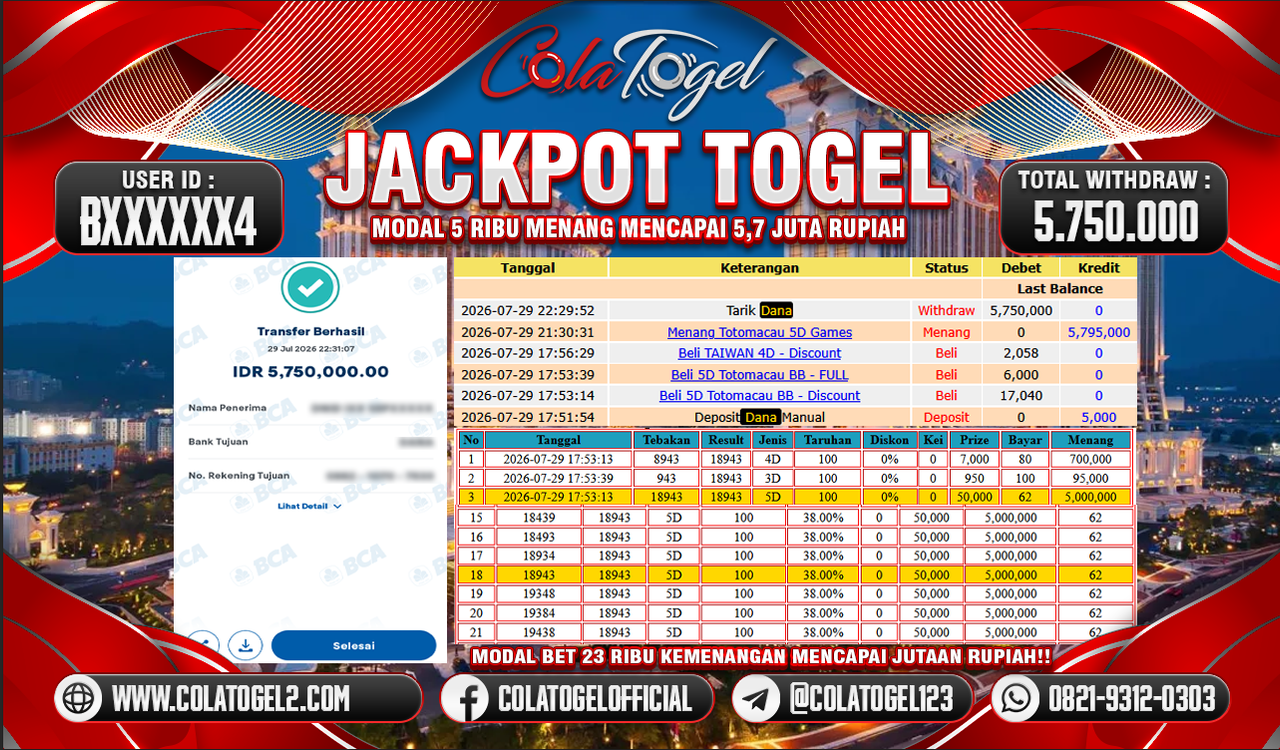 JACKPOT TOTO MACAU !!
