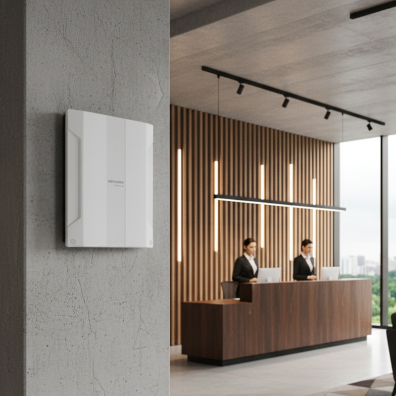 Interface do aplicativo Hik-Connect mostrando alarme e vídeo