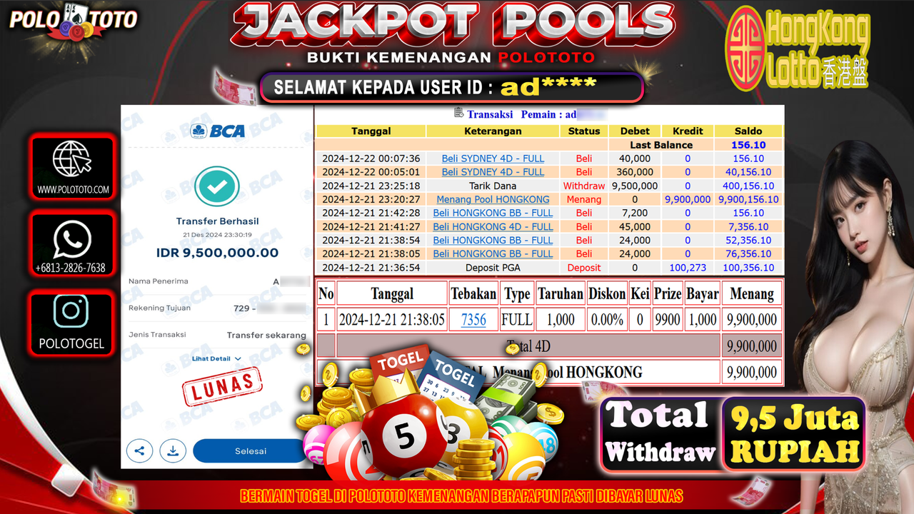 TOGEL PASARAN HONGKONG Rp.9,500.000,-