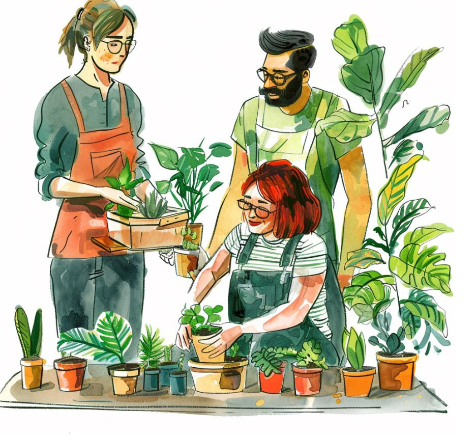 Новое растение в офисе, его пересадка