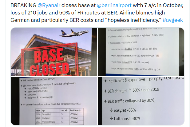 Ryanair cerrará su base de Berlín y reducirá un 50% sus vuelos de - Foro Aviones, Aeropuertos y Aerolíneas