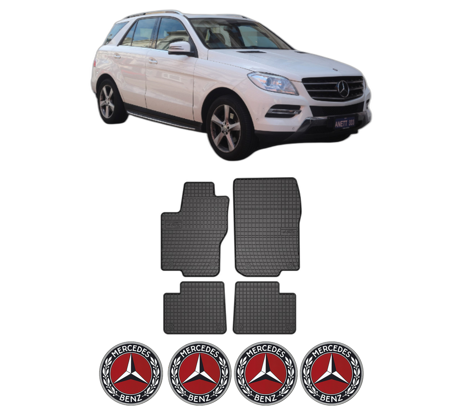 Set covorase presuri MERCEDES-BENZ M-CLASS (W166) din 2011-2015, auto, din cauciuc thermoplastic, 4 Stickere auto cu MERCEDES-BENZ