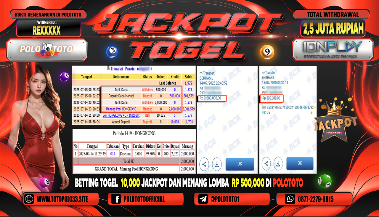 POLOTOTO JACKPOT TOGEL HONGKONG LOTTO Rp.2.500.000,-
