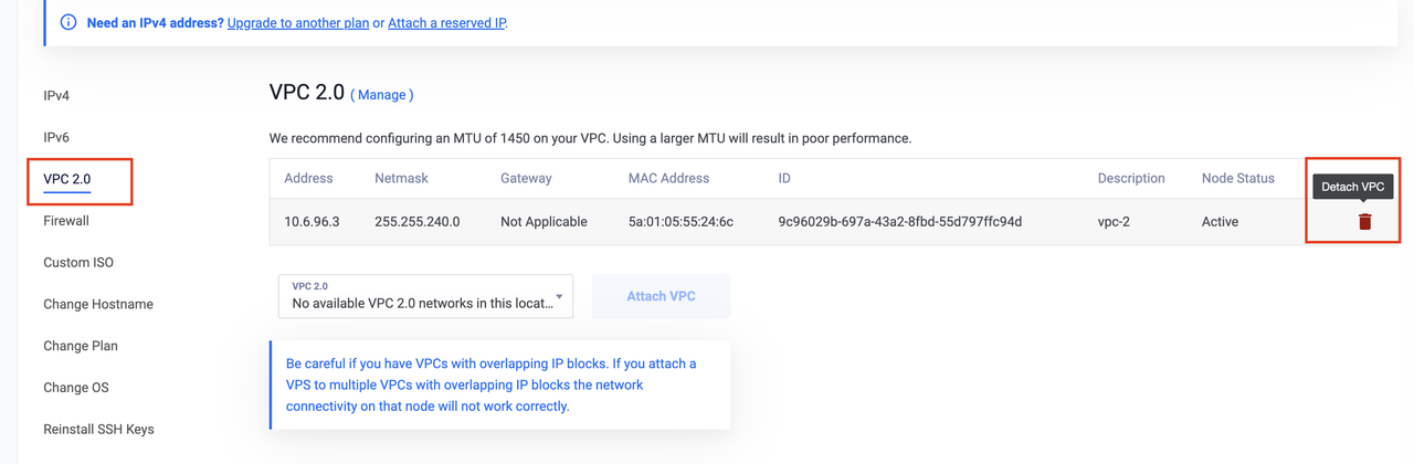 detach vpc 2.0 network