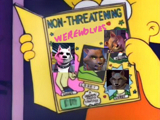 lisa simpson reading 'non-threatening boys' edited to 'non-threatening werewolves'