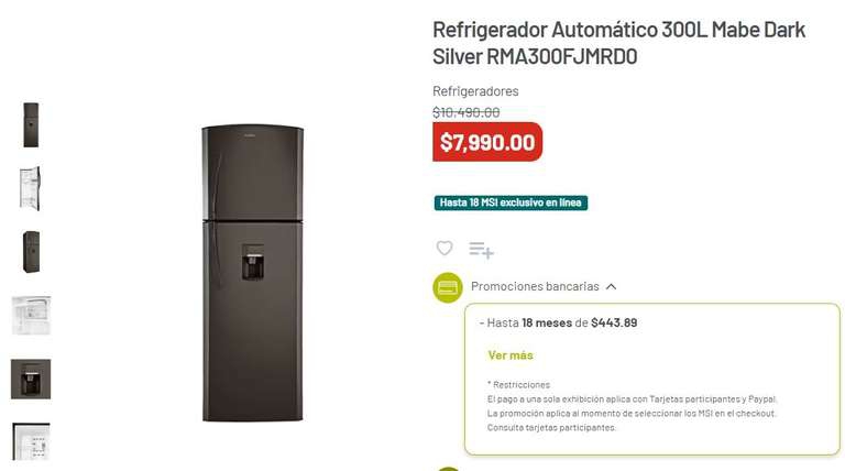 Soriana: Refrigerador Mabe 300L Dark Silver 
