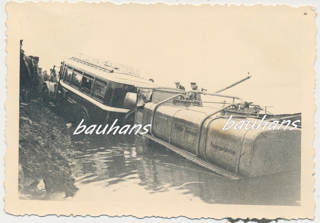 Foto Bus mit Anhänger Deutsche Reichspost im Hoc