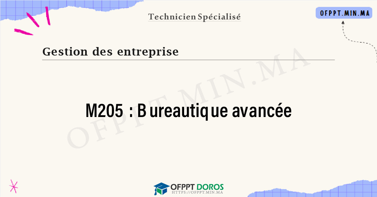 Sommaire détaillé du cours Bureautique avancée M205 OFPPT - Structure du module