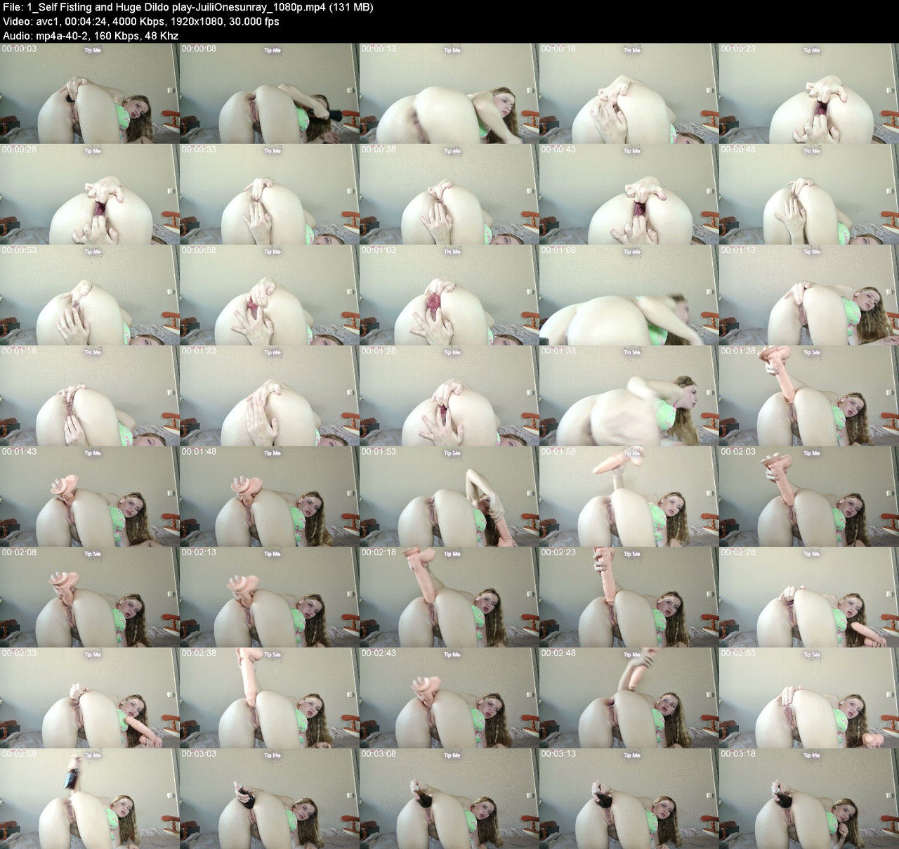 1 Self Fisting and Huge Dildo play Juili Onesunray 1080p