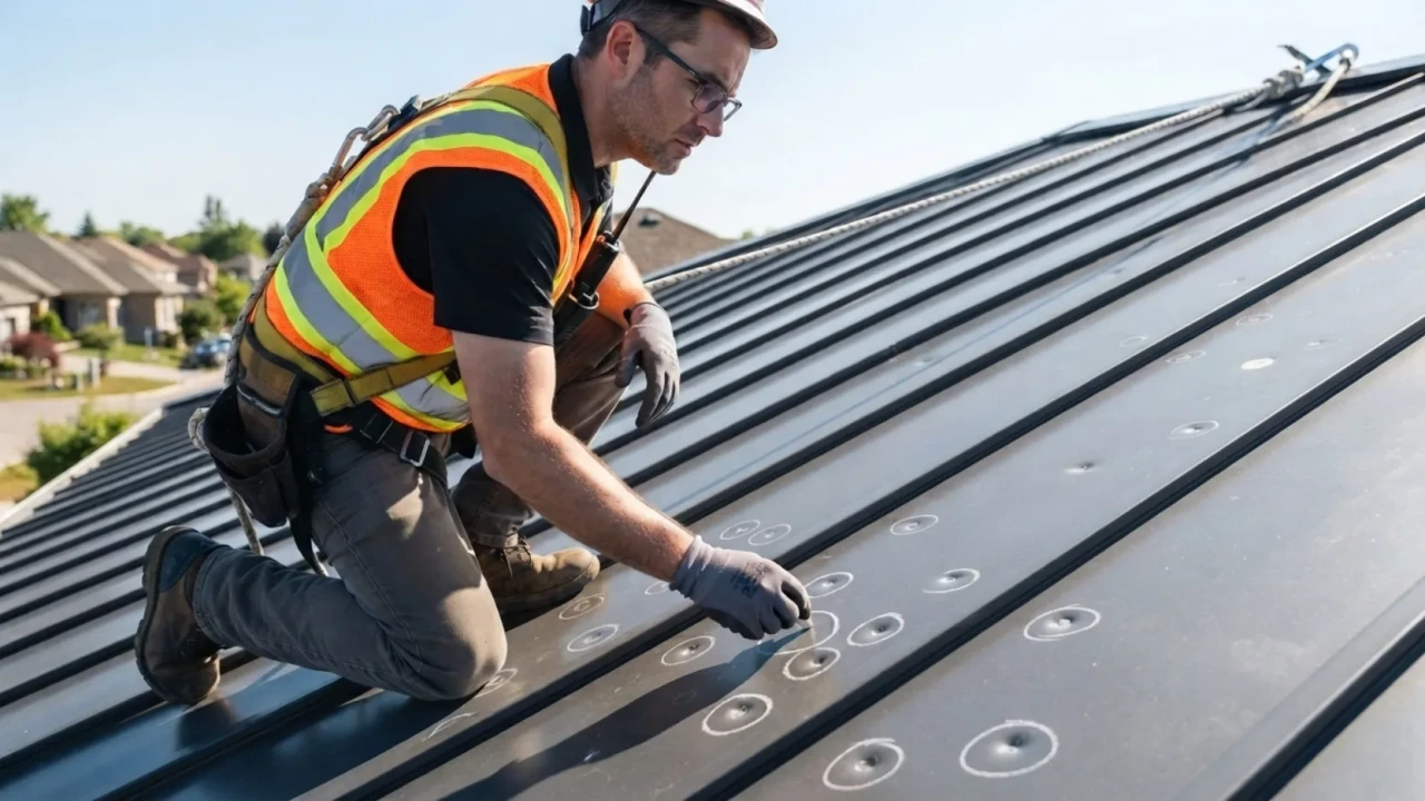 Standing seam metal roof hail damage inspection