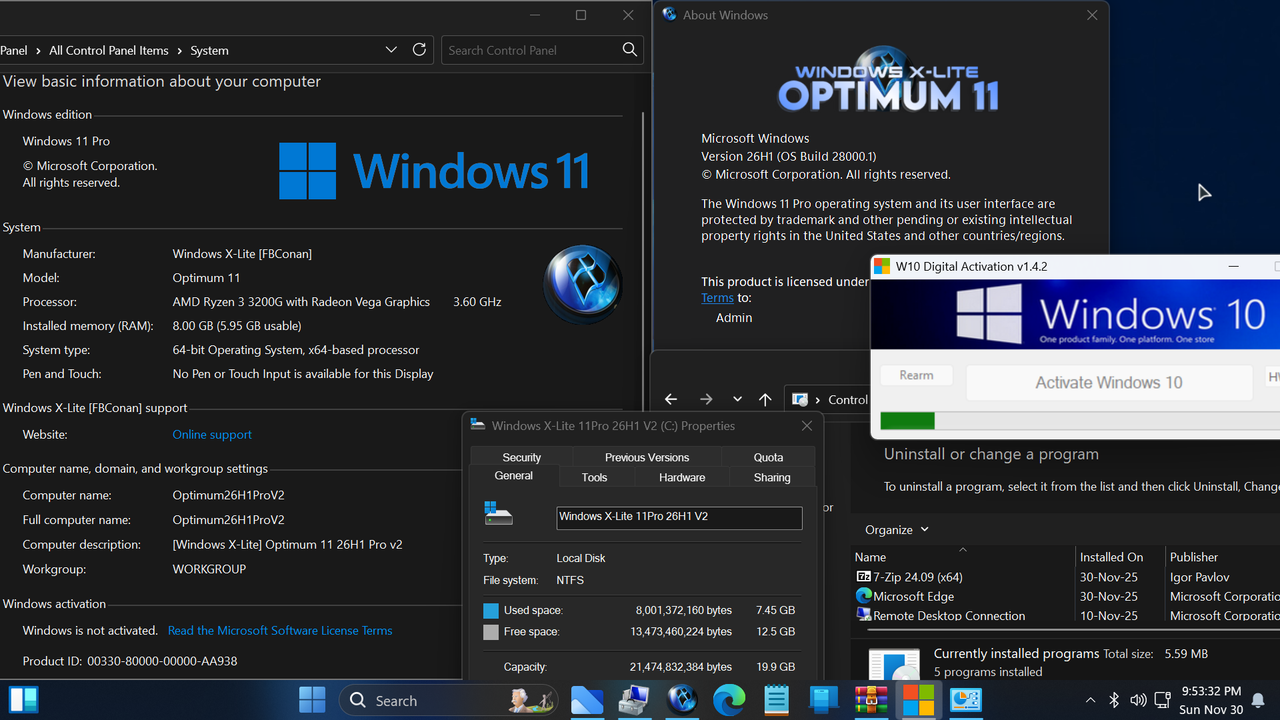 2025-11-30-215332-Windows-X-Lite-Optimum-11-26H1-v2-(Canary-Build-28000-1)-W10-Digital-Activation.png