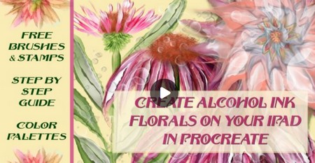 Create Alcohol Ink Florals in Procreate on the iPad PLUS Free Brushes, Palettes & Stamps