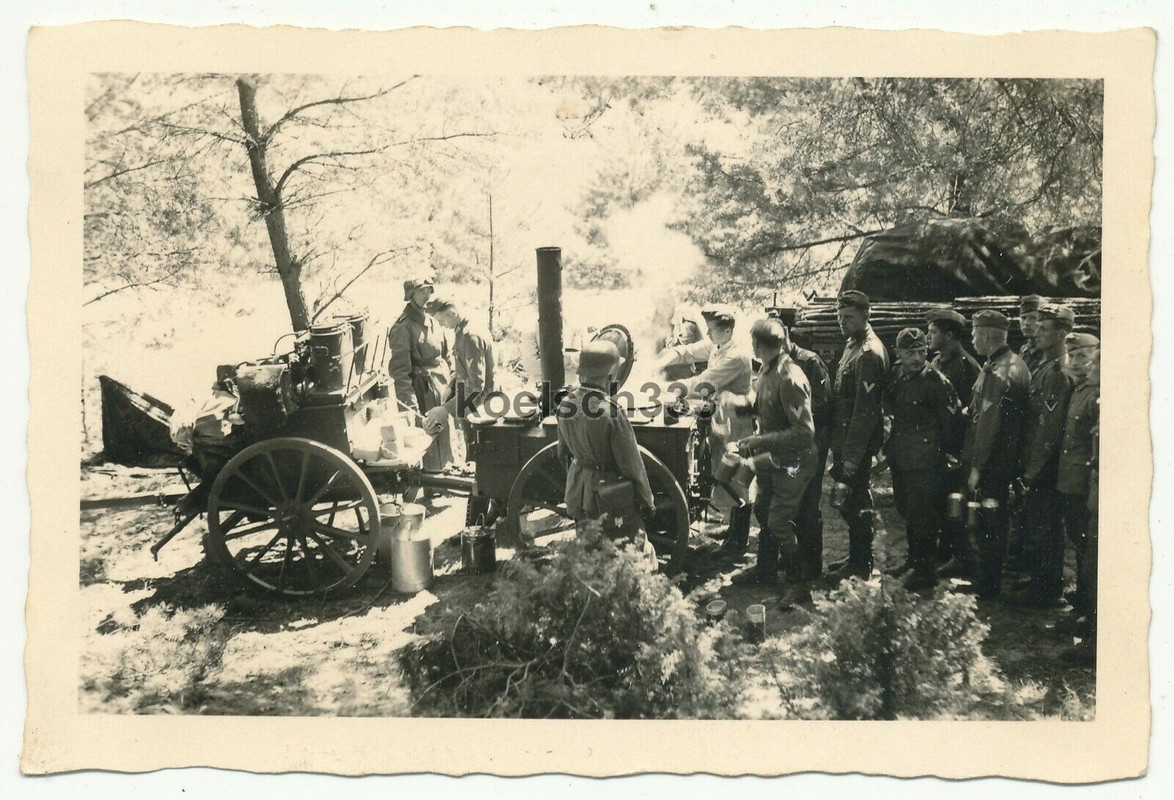 !Foto Majak Dobauen Ostpreußen Wehrmacht Soldaten Feldküche Pferde Anhänger