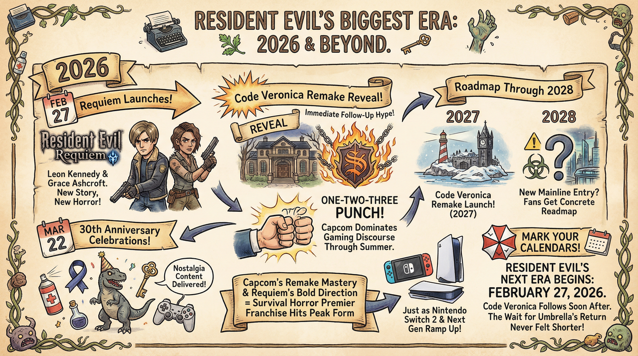 Dark survival horror gaming atmosphere with controller and neon lighting