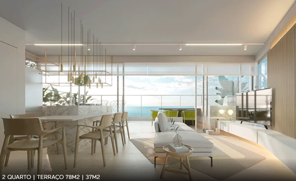 Ambiente integrado de apartamento de 2 quartos do Lucsin Residence com acabamento moderno