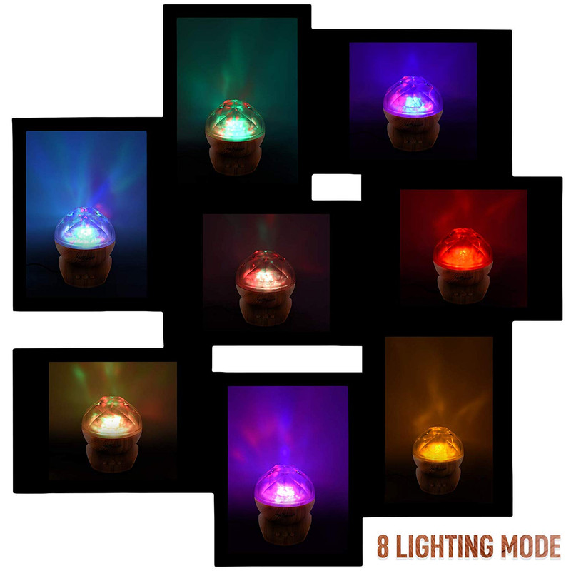 Abco Tech Beruhigende Aurora Borealis Led Nachtlicht Projektor Holzmobel Look Ebay
