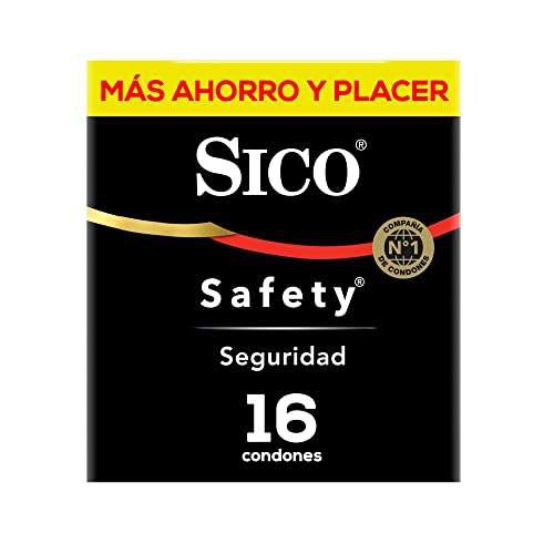 Amazon Sico Safety, condones de hule látex natural, cartera con 16 piezas | Planea y Ahorra 
