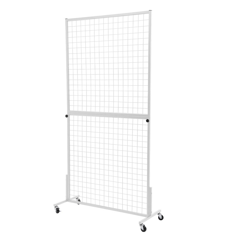 QQDETRR Grid Wall Panels Display Stand Floorstanding Movable Wire Grid Wall Display Rack Detachabl