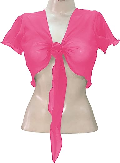 Women's Chiffon Choli Blouse Short Sleeve Tie Crop Top Shrug Belly Dance Gypsy - Bild 17 von 63