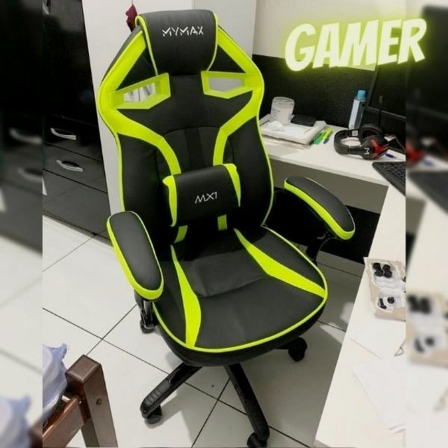 Cadeira Gamer MX1 Giratória Preto e Verde, Mymax, 25.009041