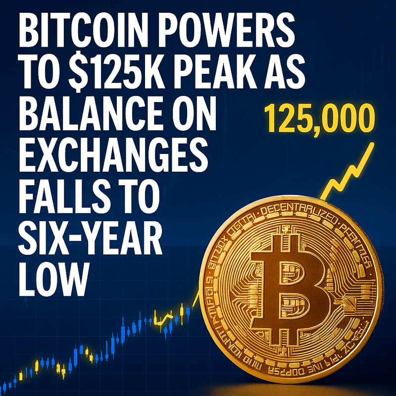 Bitcoin breaks $125K as exchange reserves plunge to six-year low, signaling supply squeeze