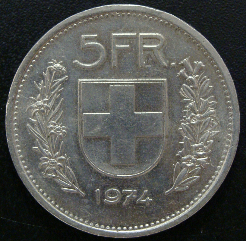 Iconic coins SUI-5-Francos-1974-rev