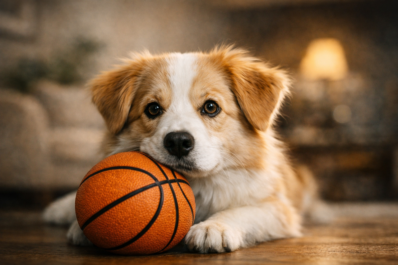 Dog with Basketball