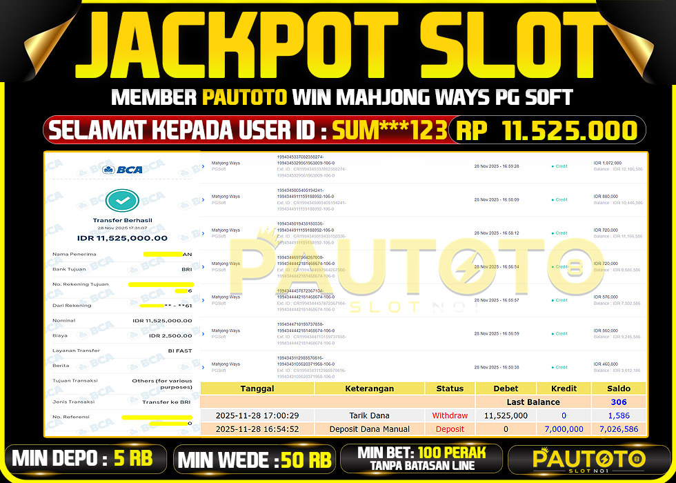 BUKTI JACKPOT LUNAS PAUTOTO