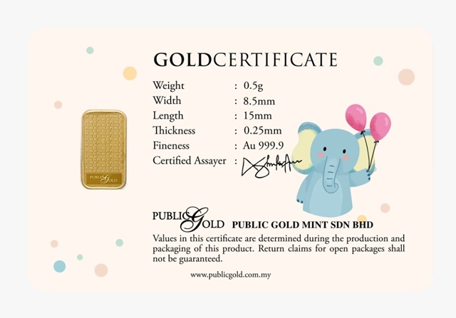 gold bar 1g public gold new born