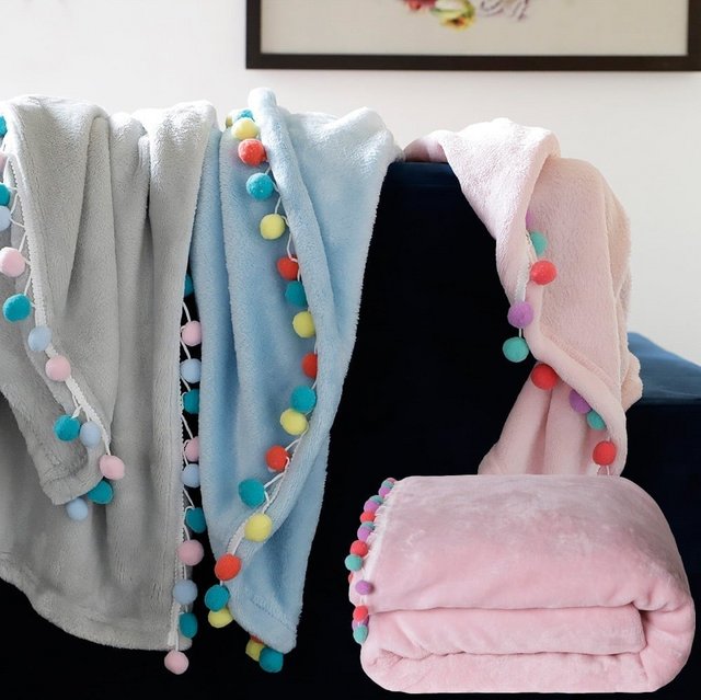 Cobertor Queen Flannel Poá Azul – Casa & Conforto