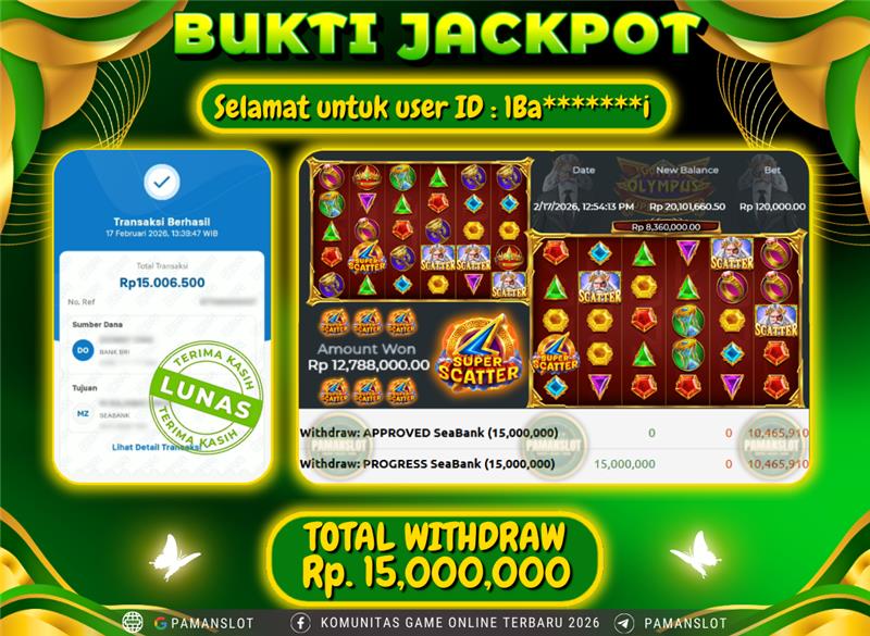 PAMANSLOT JACKPOT Game PP - Gates Of Olympus Super Scatter Rp.15,000,000- LUNAS