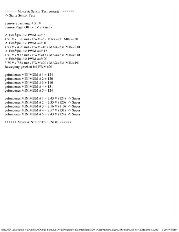 Motor & Sensor Test (Right)