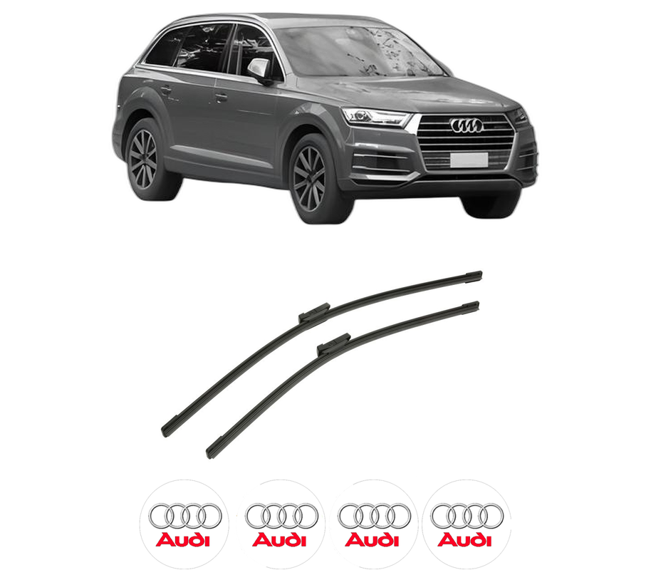 Set stergatoare auto AUDI Q7 (4MB, 4MG, 4MQ) din 2015-2020, pentru parbriz auto, 2 bucati, Bosch Aerotwin, din cauciuc siliconat rezistent, 4 Stickere Auto AUDI