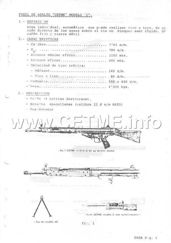 Los bípodes del CETME C - denominación. 1974-IMEC-CETME-C-01