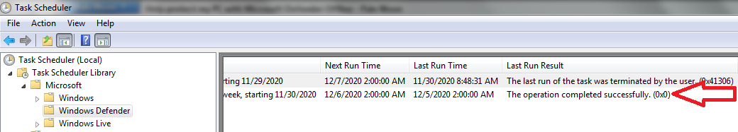PIC-1 Task Schedular reports 'operation completed successfully' w-out errors