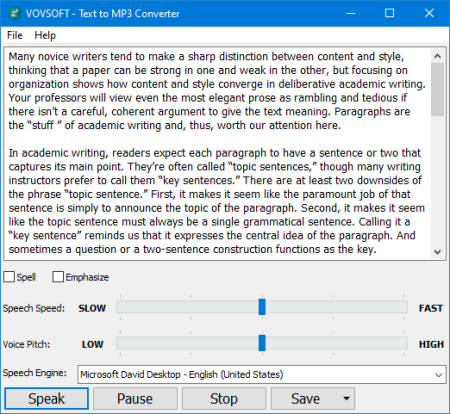 VovSoft Text to MP3 Converter 2.1 VovSoft Text to MP3 Converter 2.1