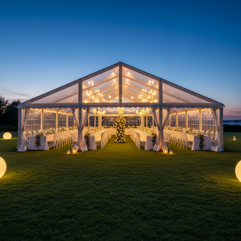 Просторный арочный павильон для банкетных мероприятий с профессиональным освещением