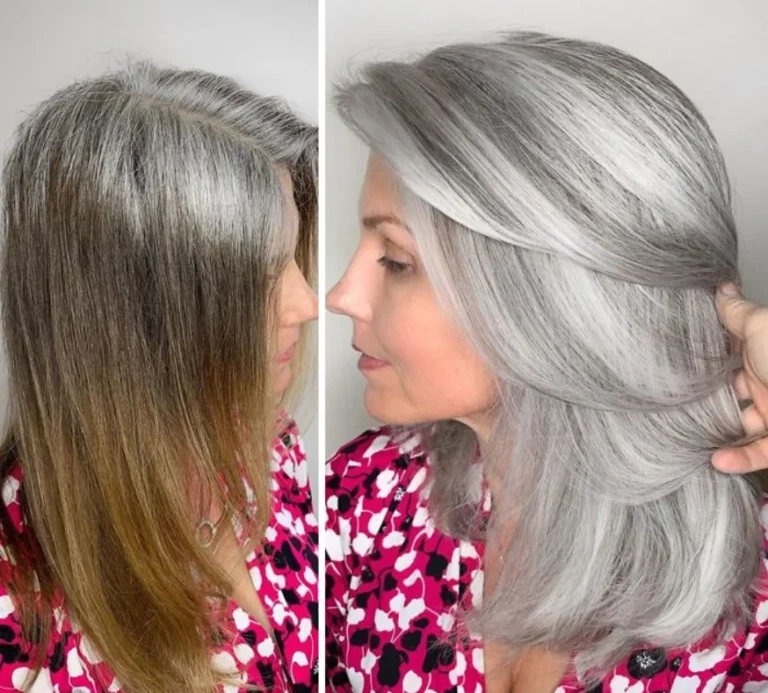 Light blonde hair to ash blonde for gray coverage