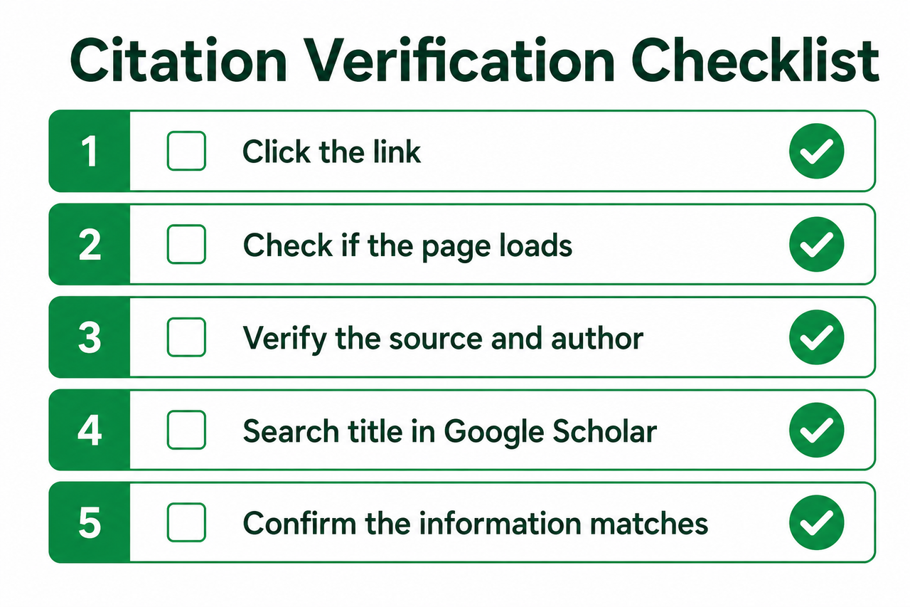 Citation verification checklist for Perplexity fake citations