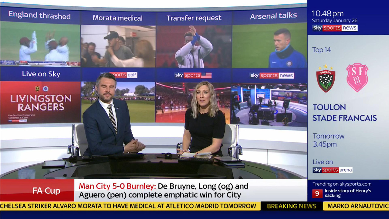 26 January - 22.00.00 - Sky Sports News At Ten. Round up of all 