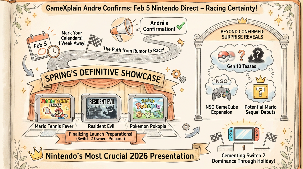 Nintendo Switch 2 console displaying upcoming game lineup