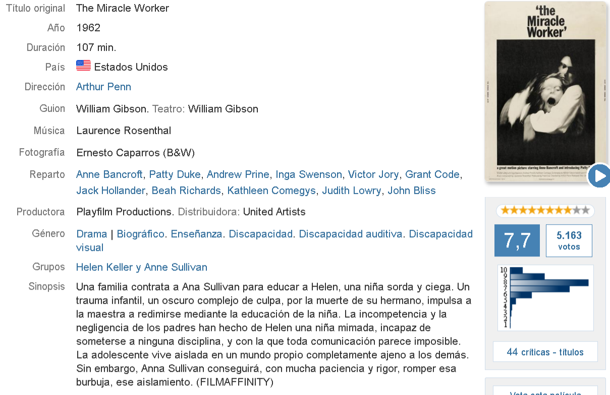 The Miracle Worker [1962] Ana de los milagros - dual 