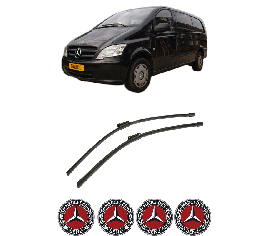 Set stergatoare auto MERCEDES-BENZ VITO / MIXTO Van (W639) din 2003-2012, pentru parbriz auto, 2 bucati, Bosch Aerotwin, din cauciuc siliconat rezistent, 4 Stickere Auto MERCEDES-BENZ