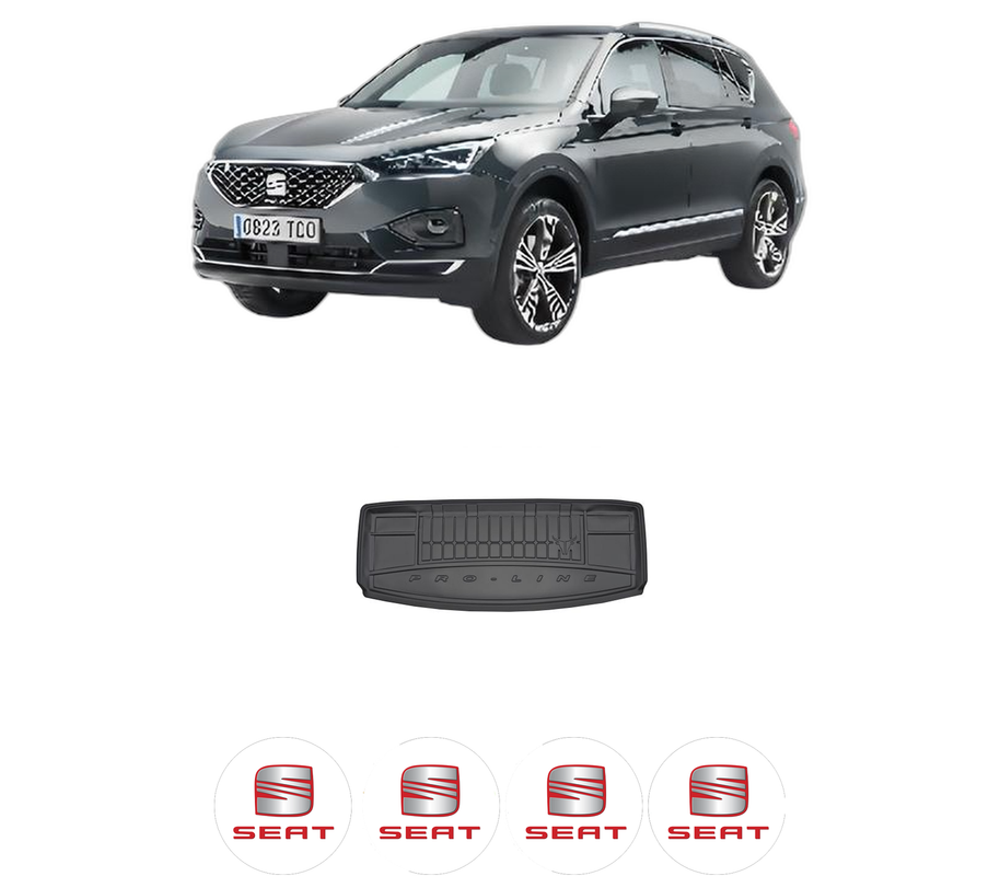 Tavita Portbagaj SEAT TARRACO (KN2) din 2018-2024, Protectie Portbagaj Auto, 4x Stickere auto cu SEAT