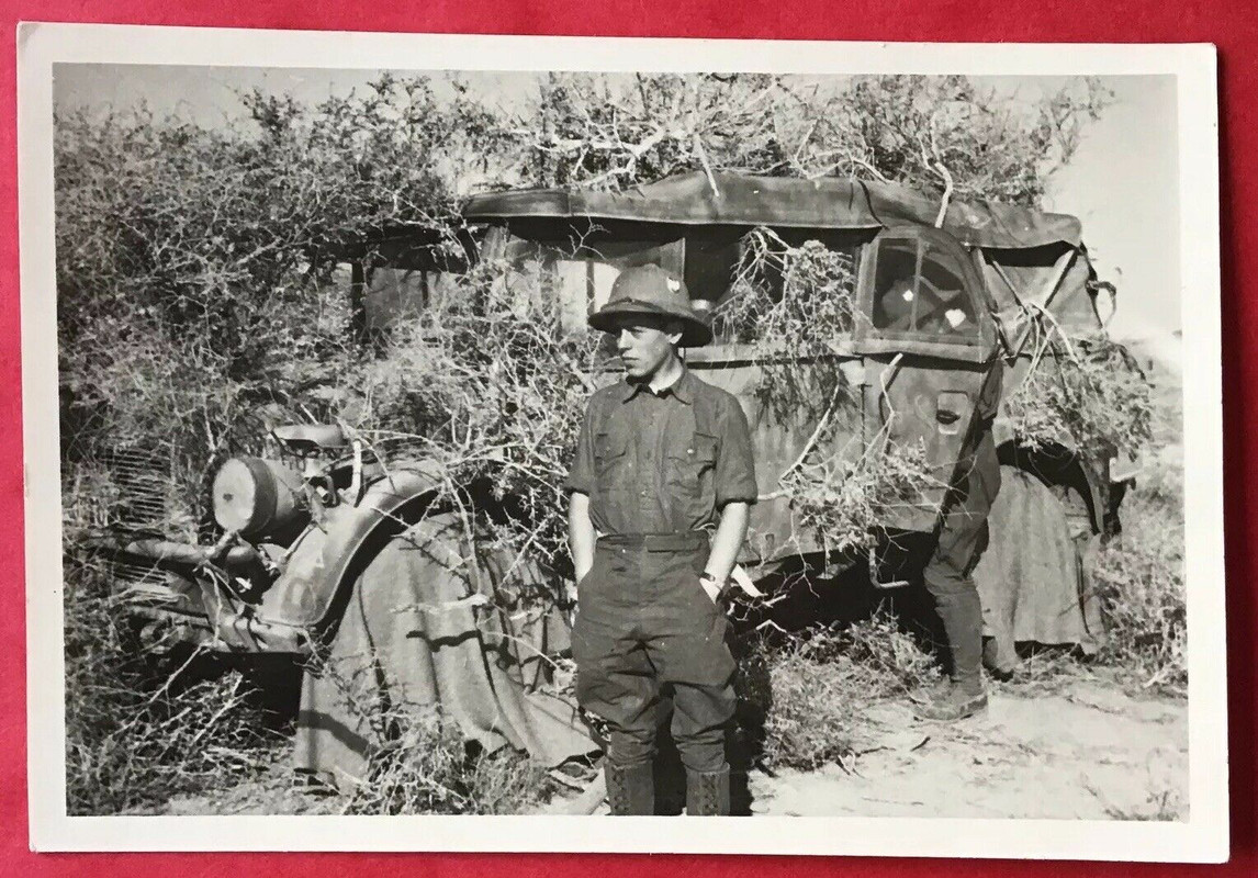 Orig. Foto, DAK, Afrikakorps, Fahrt nach Tobruk, getarnter Kübel