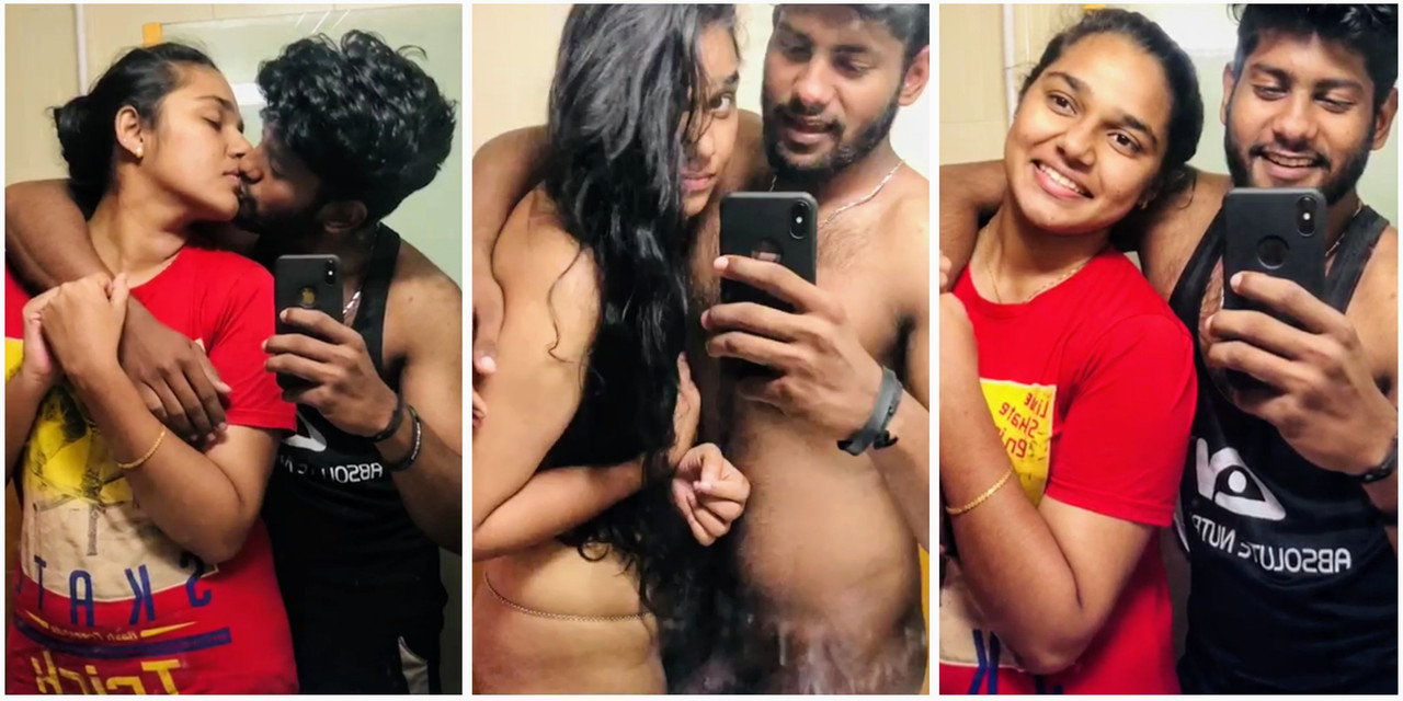 Hot couple mirror selfie video kissing Nude video