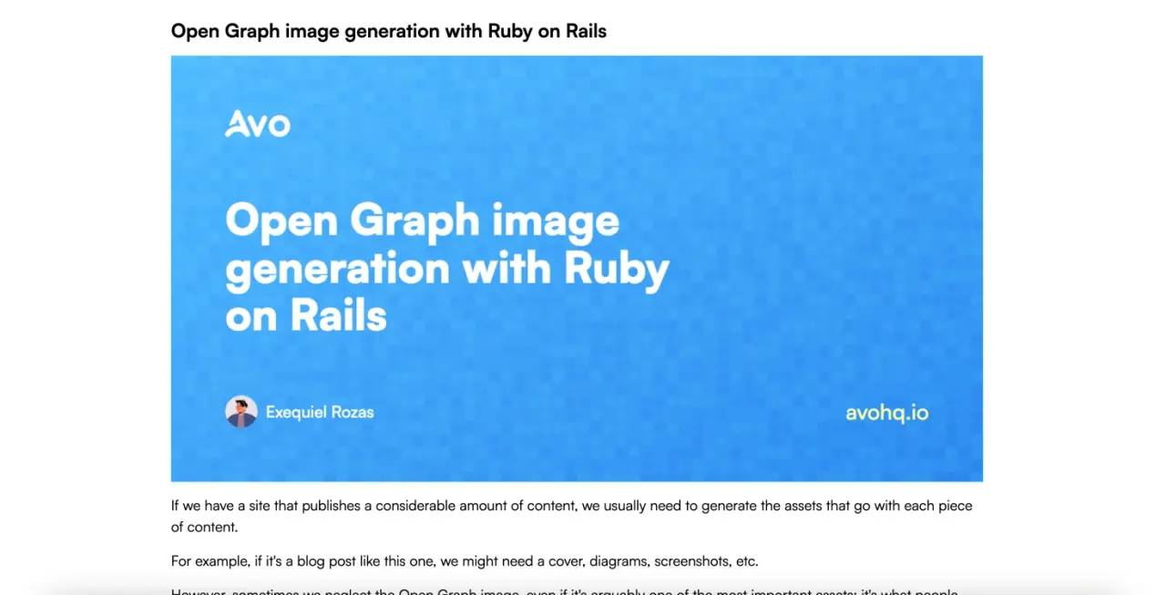 Open graph image displayed in the article show page