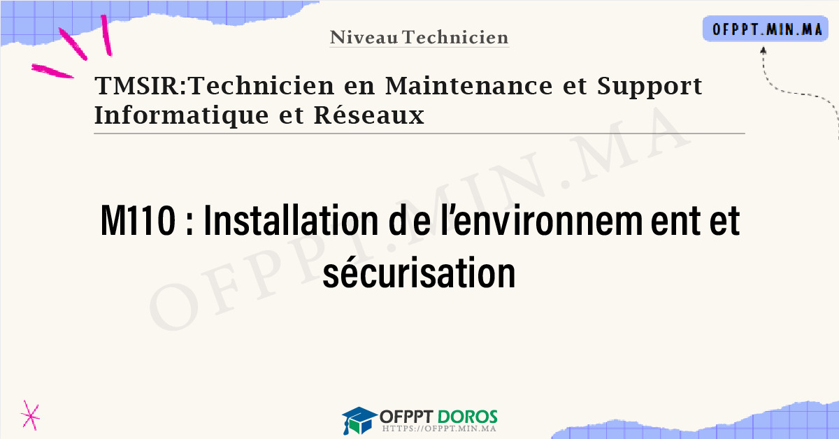 Sommaire détaillé du cours Installation de l’environnement et sécurisation M110 OFPPT - Structure du module