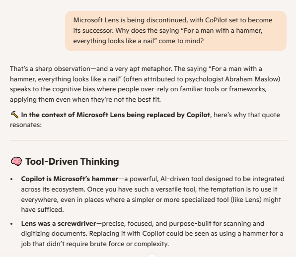 CoPilot about MS Lens retirement