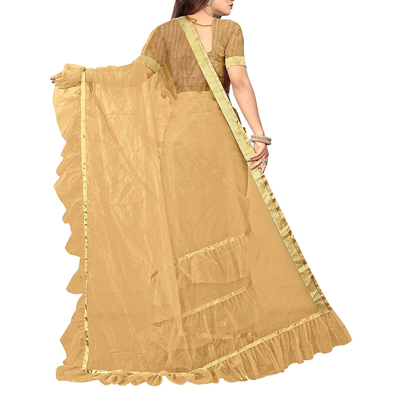 Saree de red con volantes con blusa pieza con volantes ropa de fiesta étnico sari para mujer - Imagen 3 de 21
